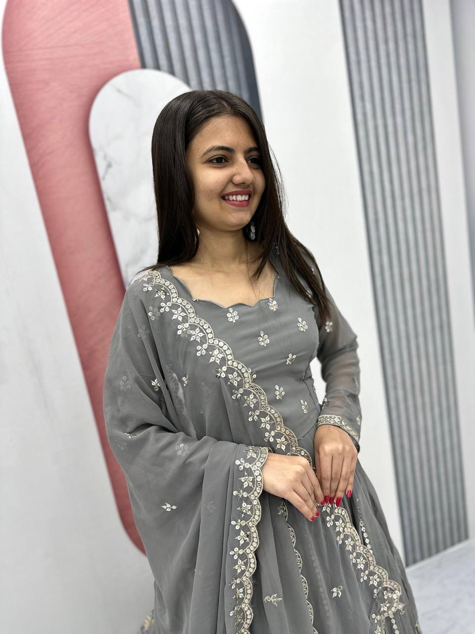 Fully Stitched Fox Georgette Gown Ready to Wear
