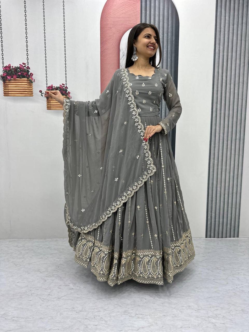 Fully Stitched Fox Georgette Gown Ready to Wear