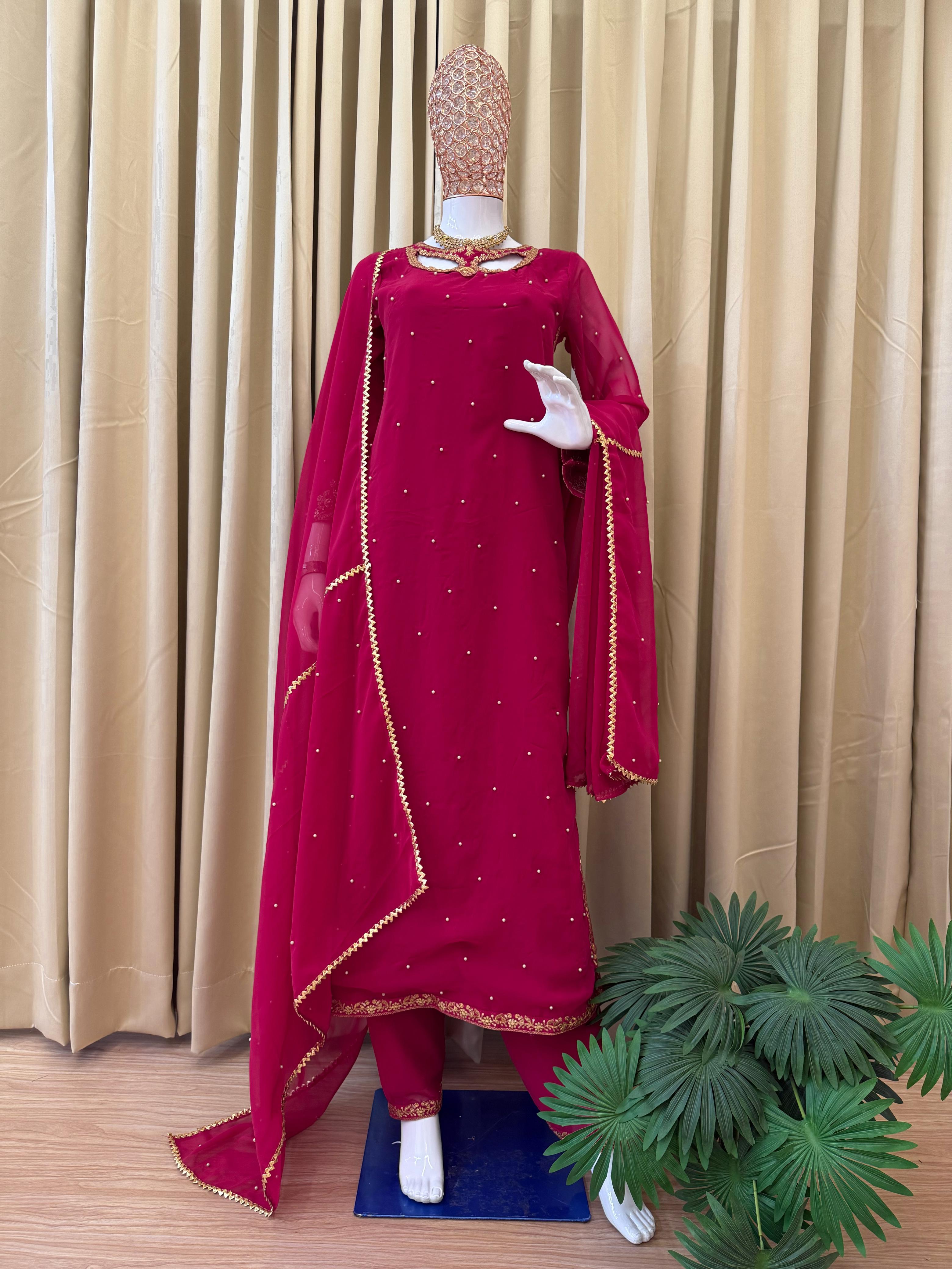 Elegant women’s embroidered festive suit set