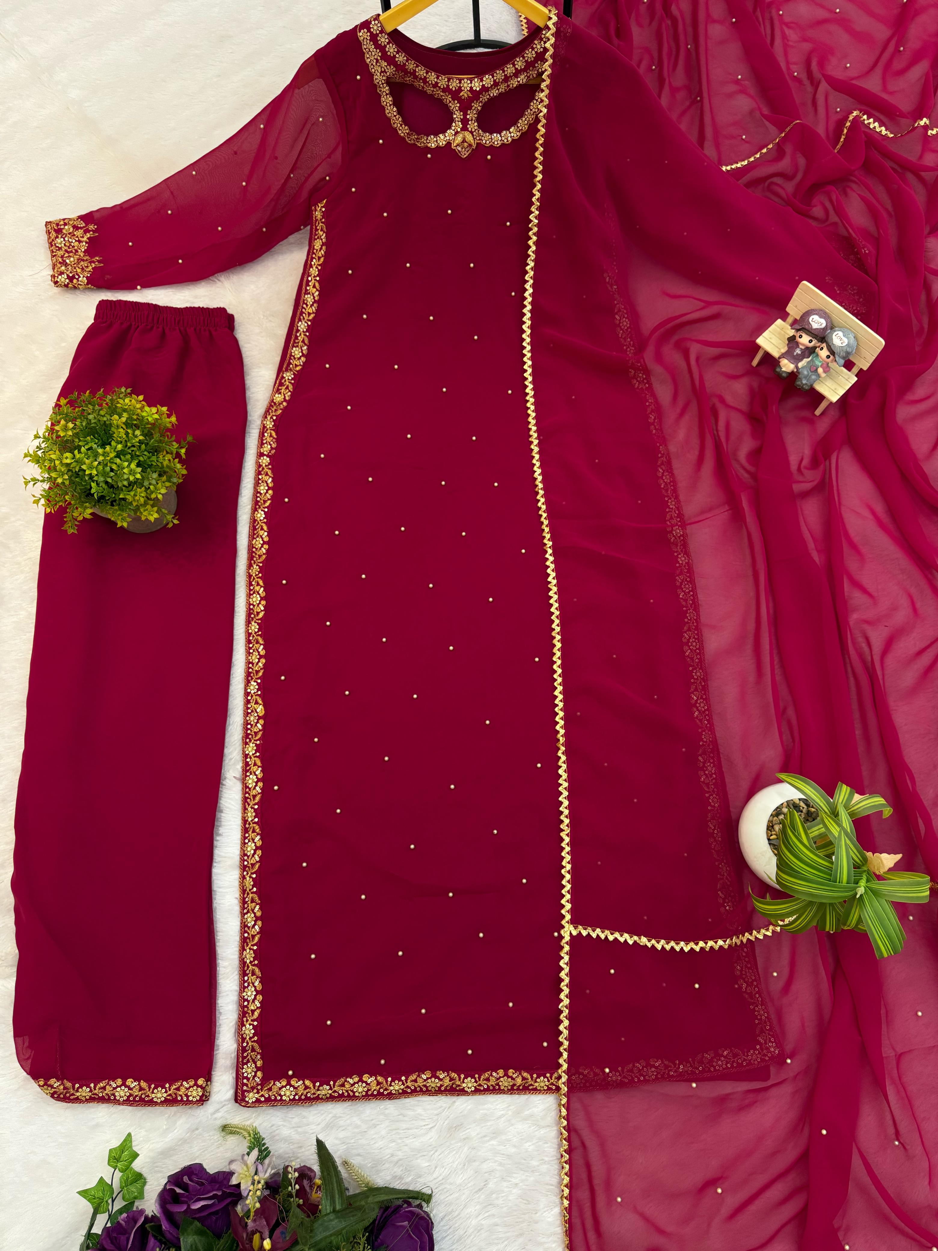 Elegant women’s embroidered festive suit set