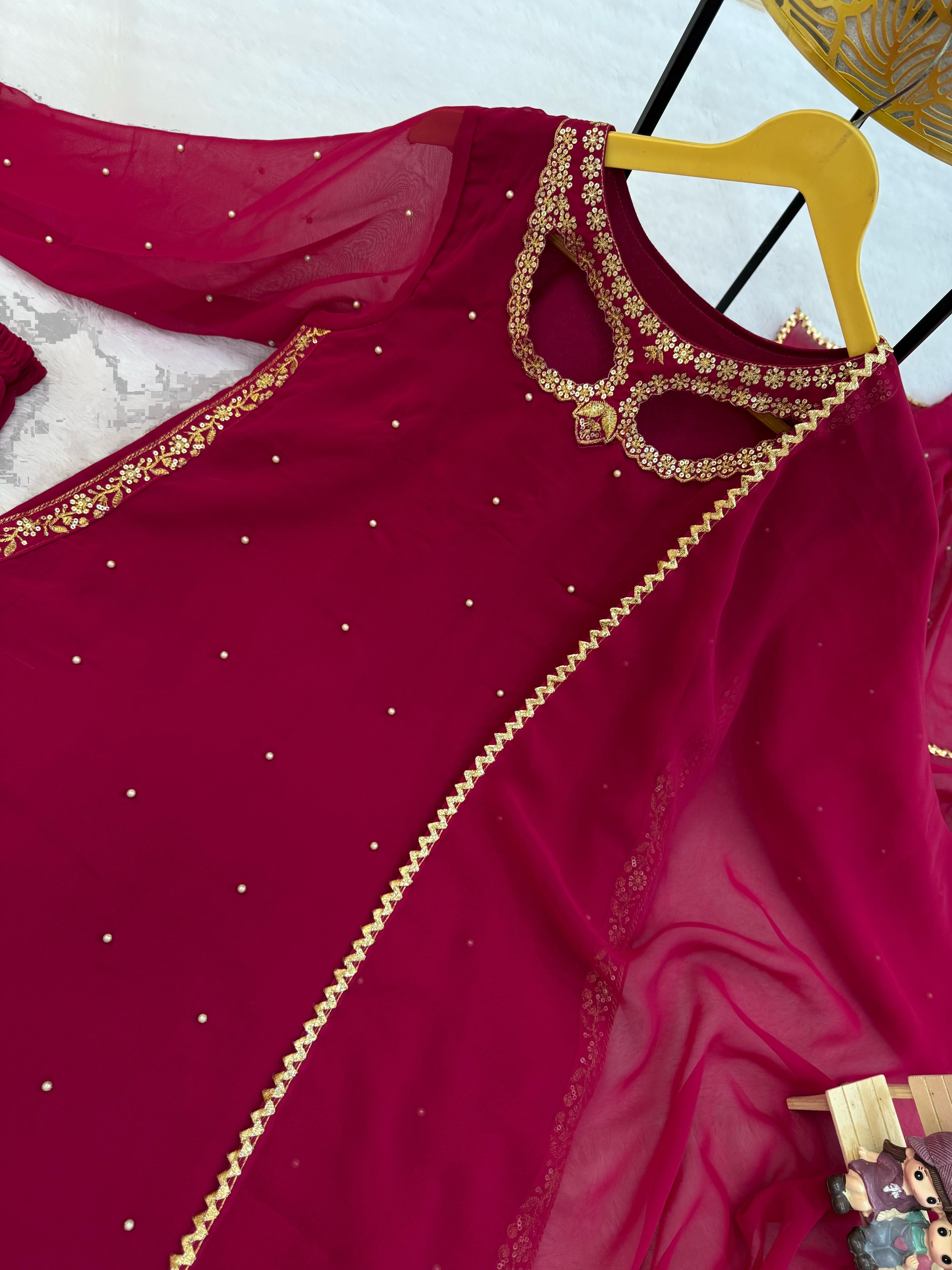 Elegant women’s embroidered festive suit set