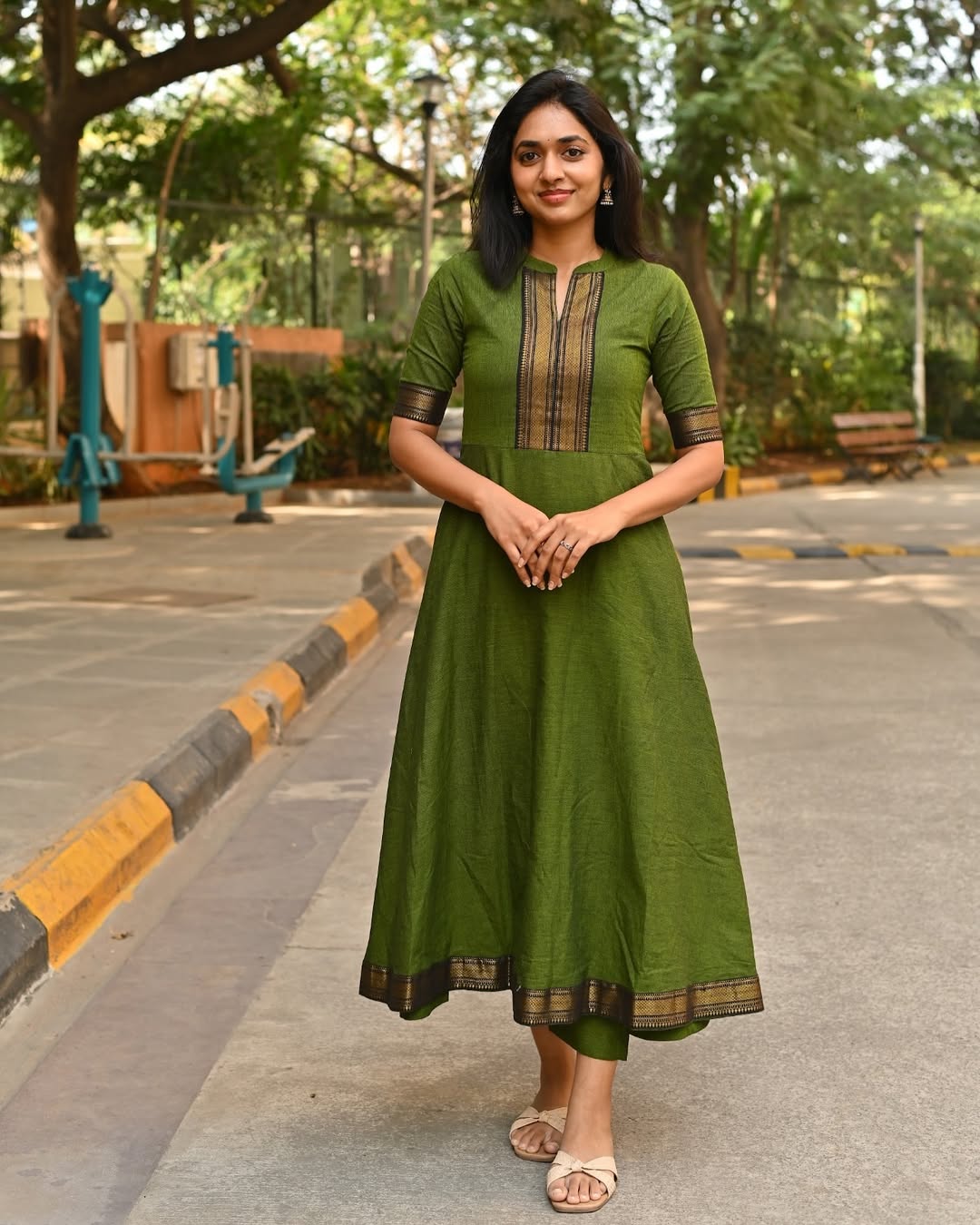 3-Meter Ghera Chanderi Suit Front View