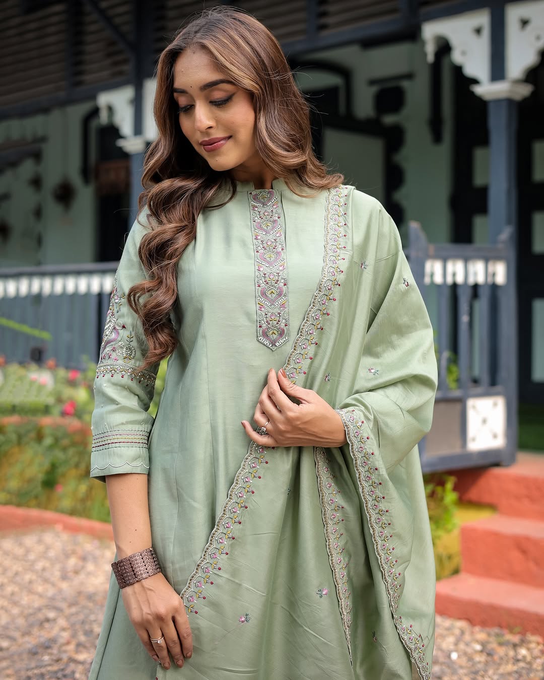 Festive Muslin Silk Suit Set Her Highness Fashion