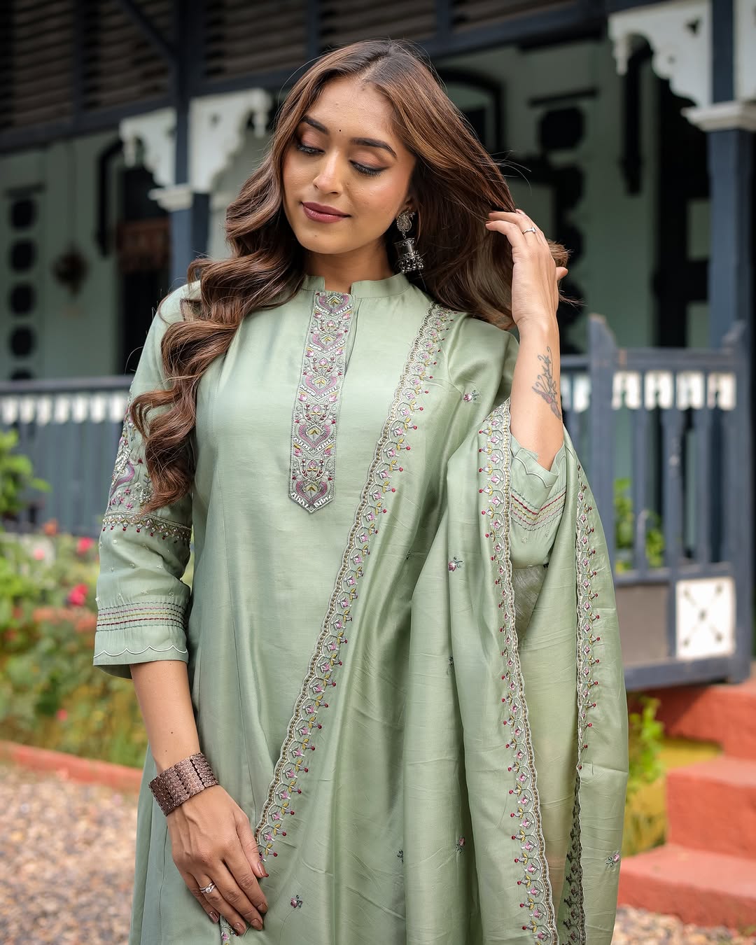 Premium Muslin Silk Suit with Heavy Chanderi Dupatta