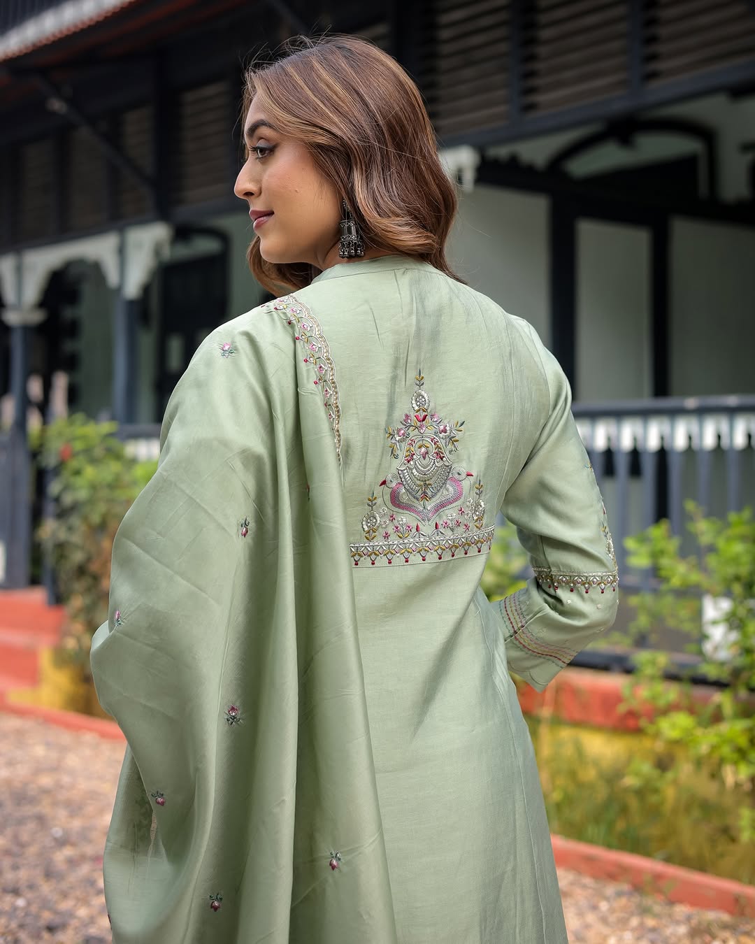 Heavy Muslin Silk Embroidered Suit Set for Women