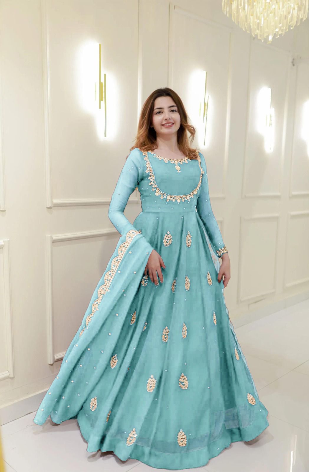 Georgette Dupatta with Sequin Embroidered Border