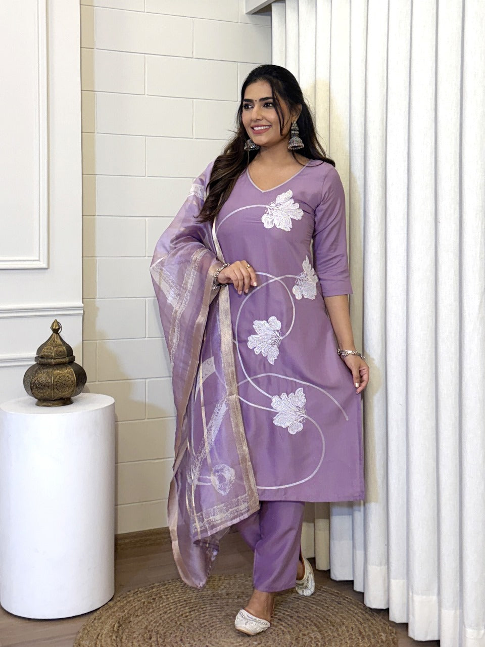 “Party wear women’s suit set – kurti 44 inch, bottom 38 inch”