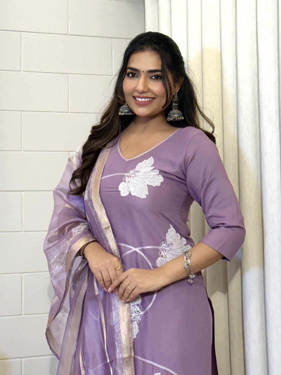 “Party wear women’s suit set – kurti 44 inch, bottom 38 inch”