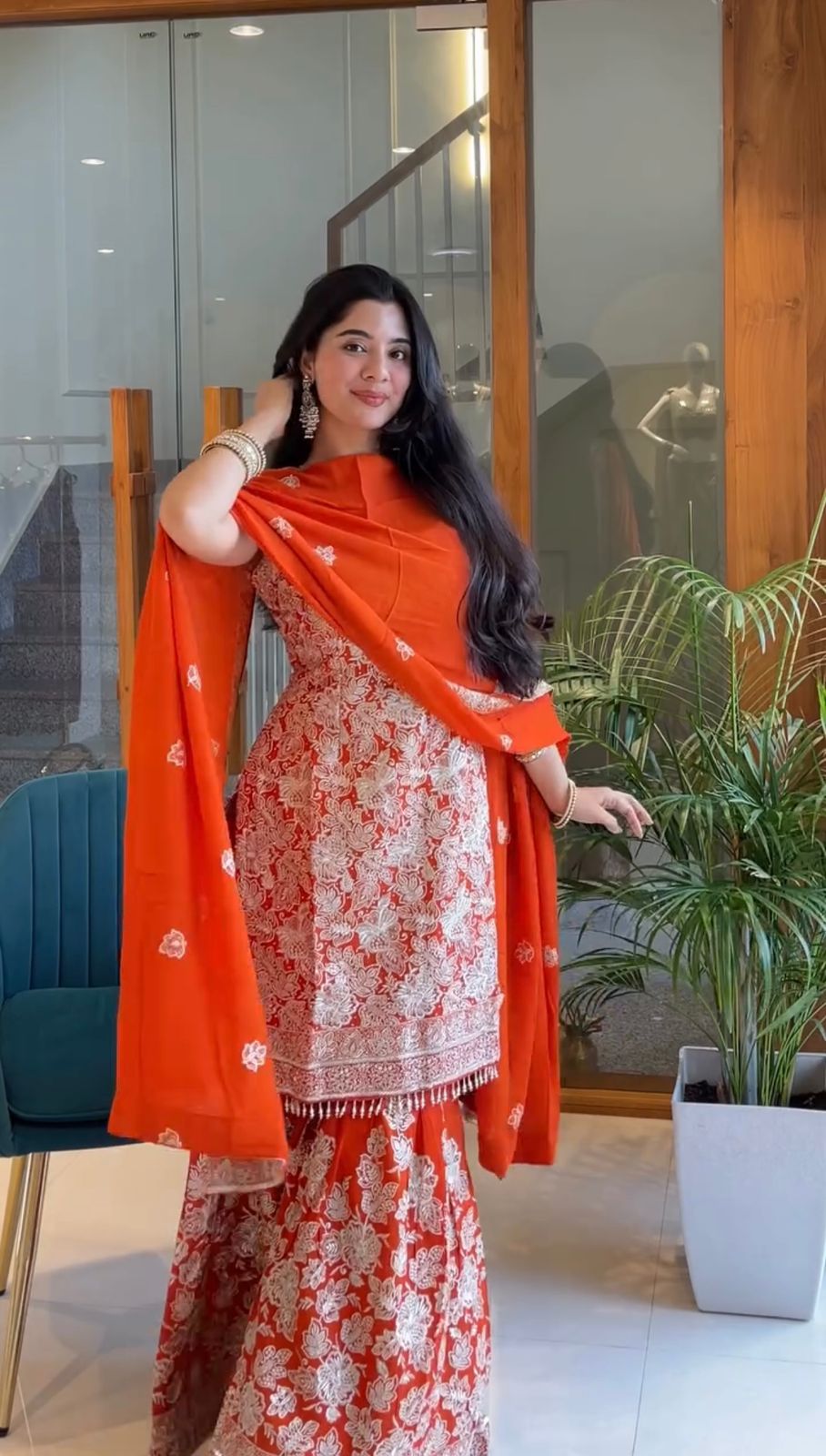 Elegant Georgette Embroidered Suit Set front view