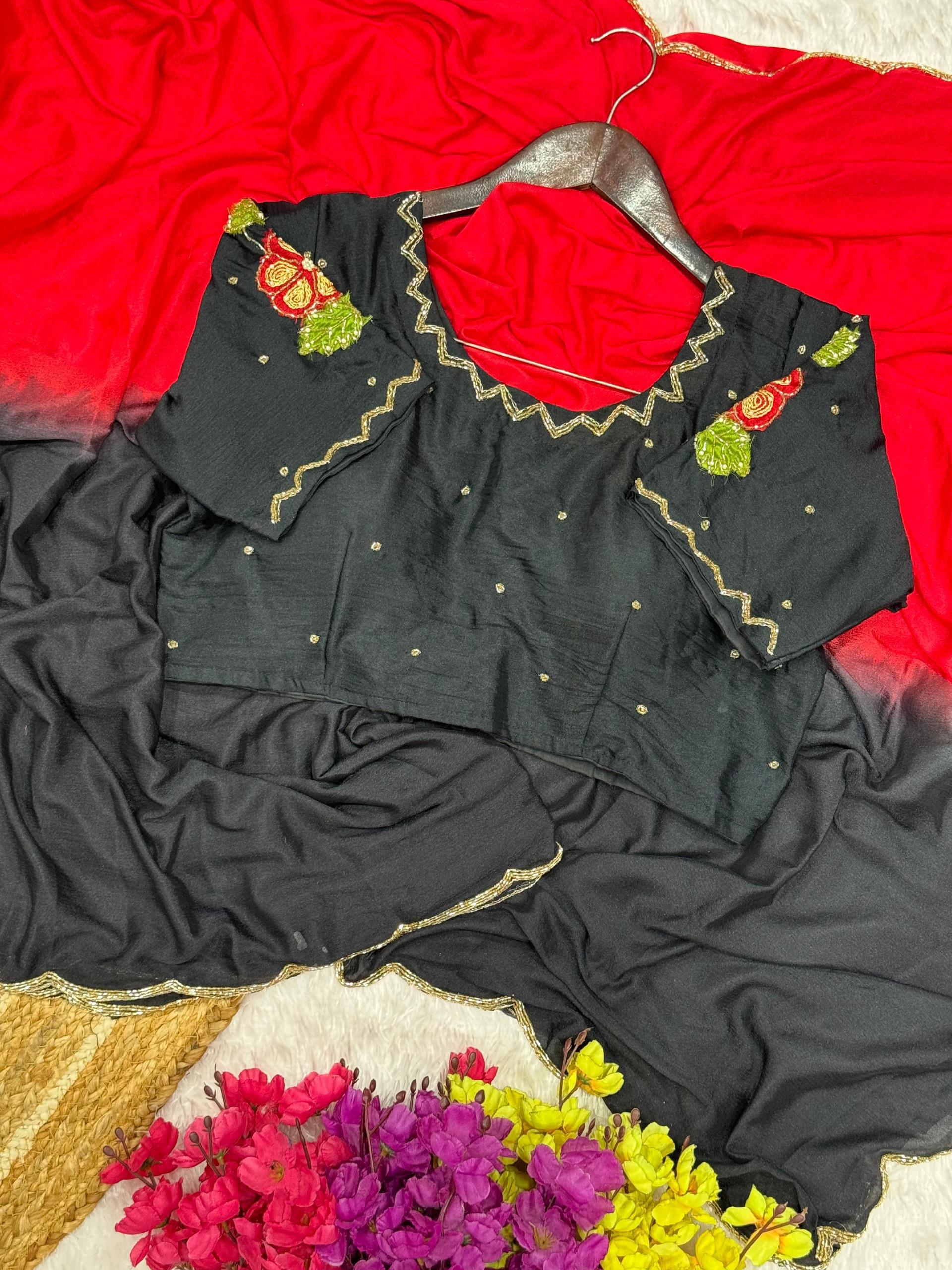 Soft Hand-Dyed Chinnon Saree
