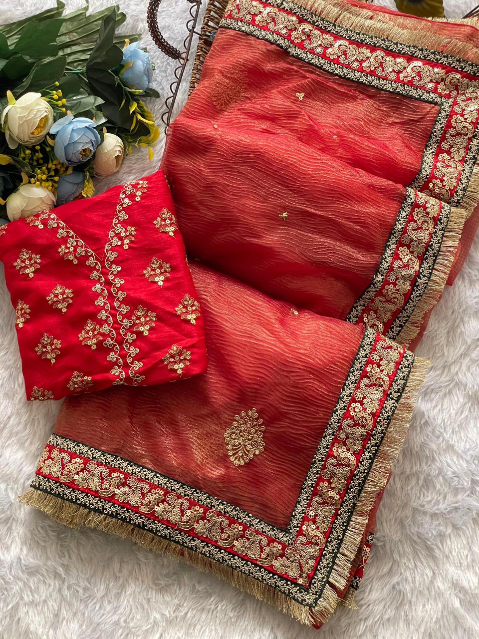 Luxury Banarasi Crush Saree by Her Highness Fashion