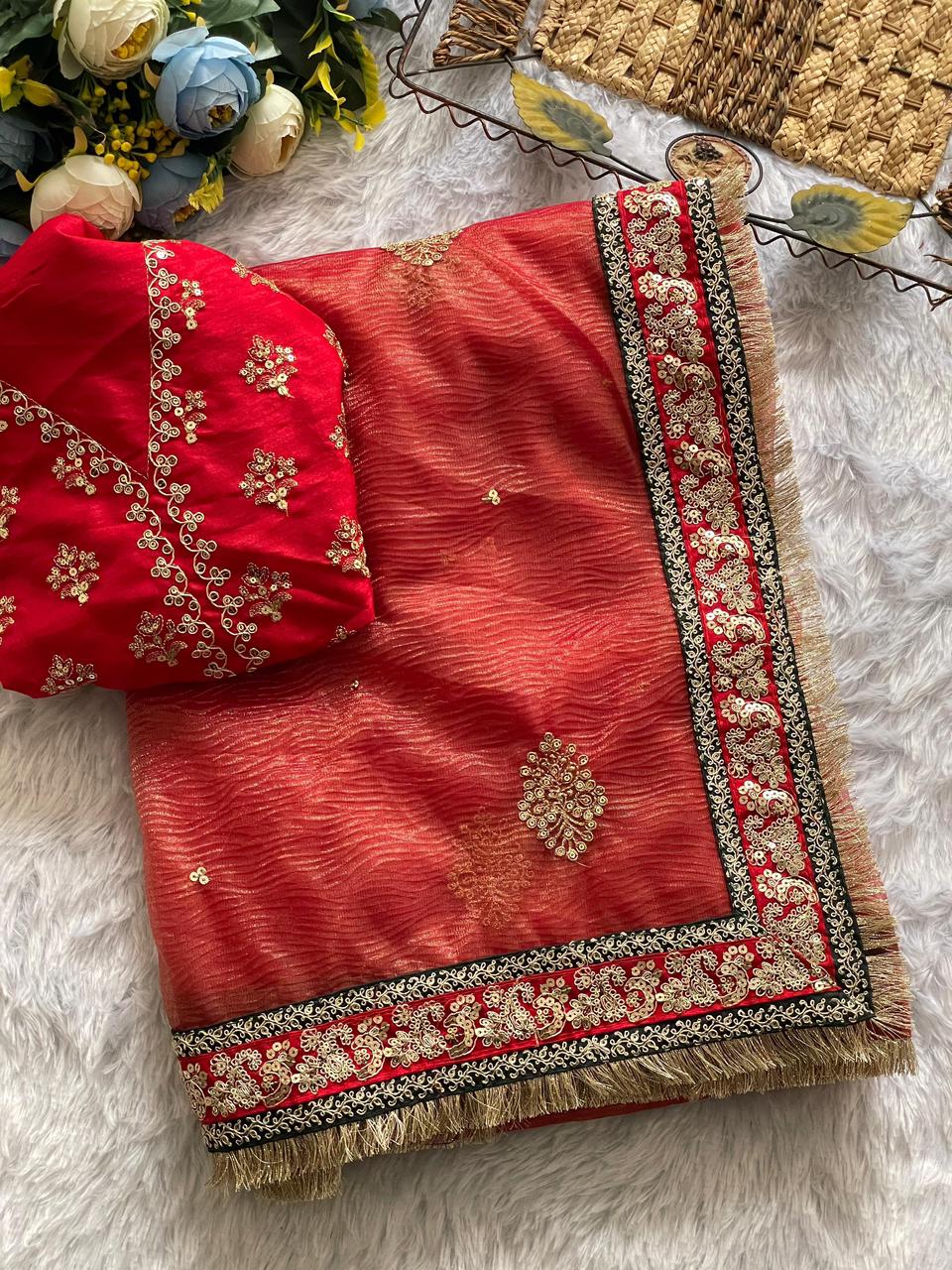 Luxury Banarasi Crush Saree by Her Highness Fashion