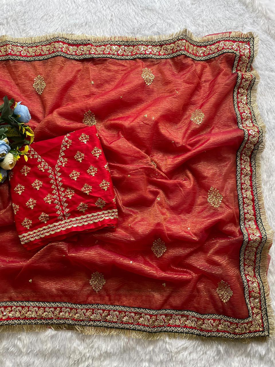 Luxury Banarasi Crush Saree by Her Highness Fashion