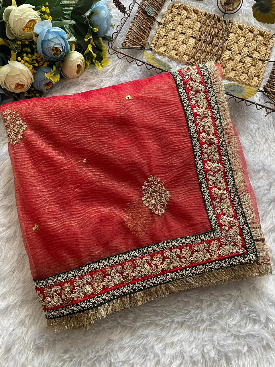 Luxury Banarasi Crush Saree by Her Highness Fashion