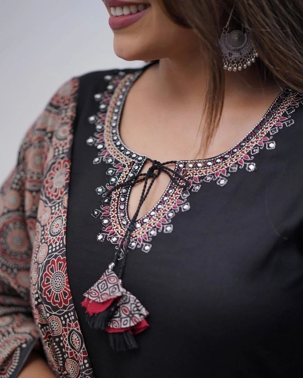 Designer Chanderi Kurti Pant Dupatta Set for Women