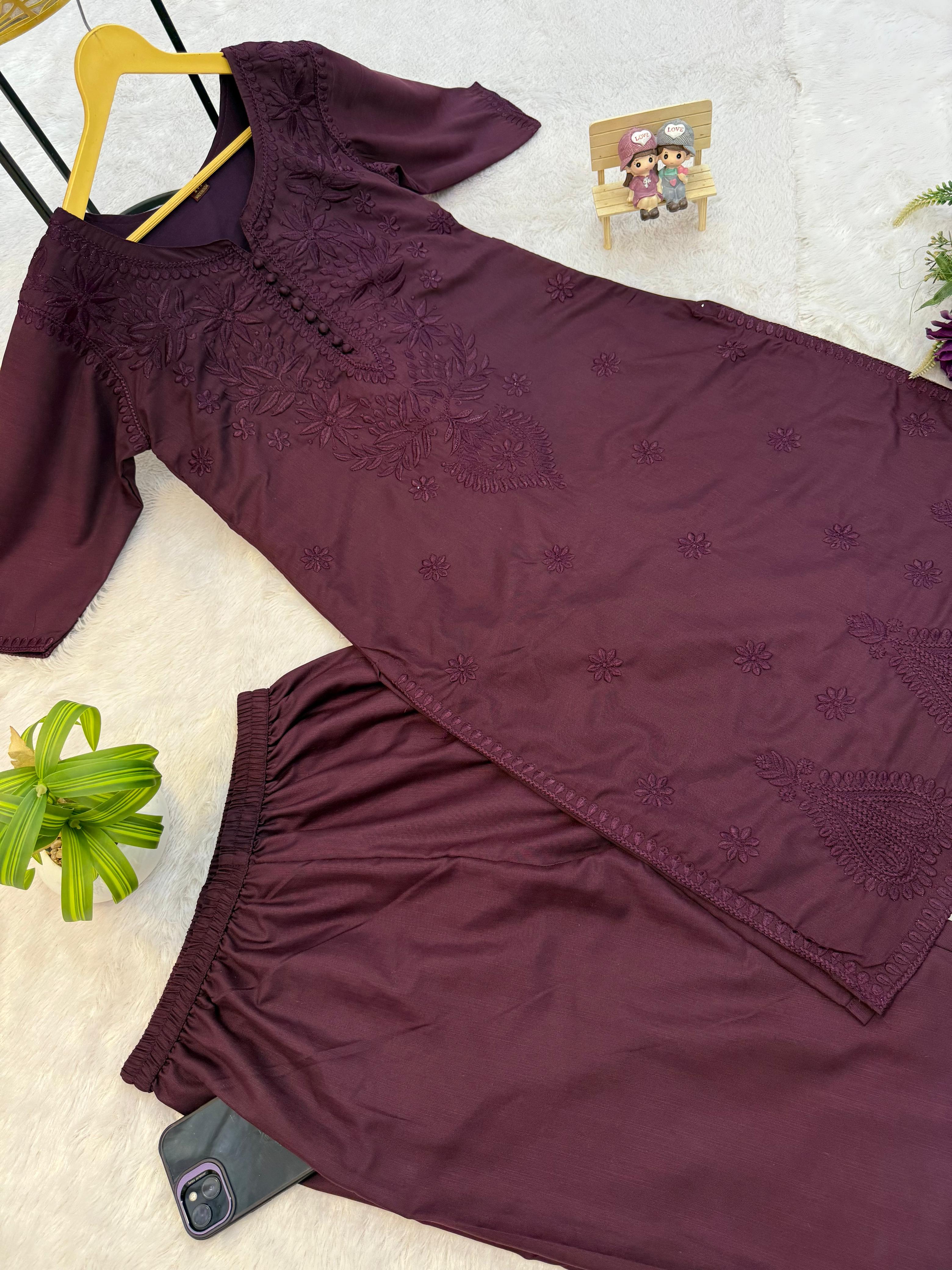 Pure Cotton Embroidered Suit Set