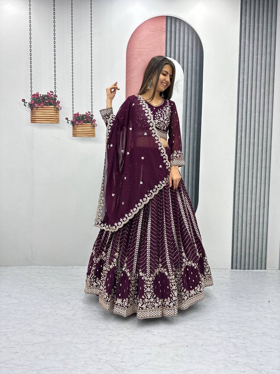 Designer Embroidered Georgette Lehenga for Women