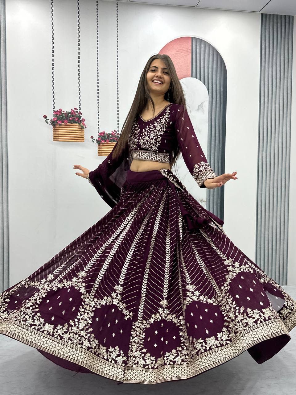 Designer Embroidered Georgette Lehenga for Women