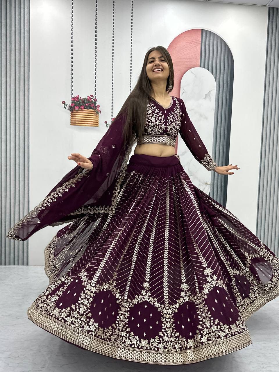 Designer Embroidered Georgette Lehenga for Women
