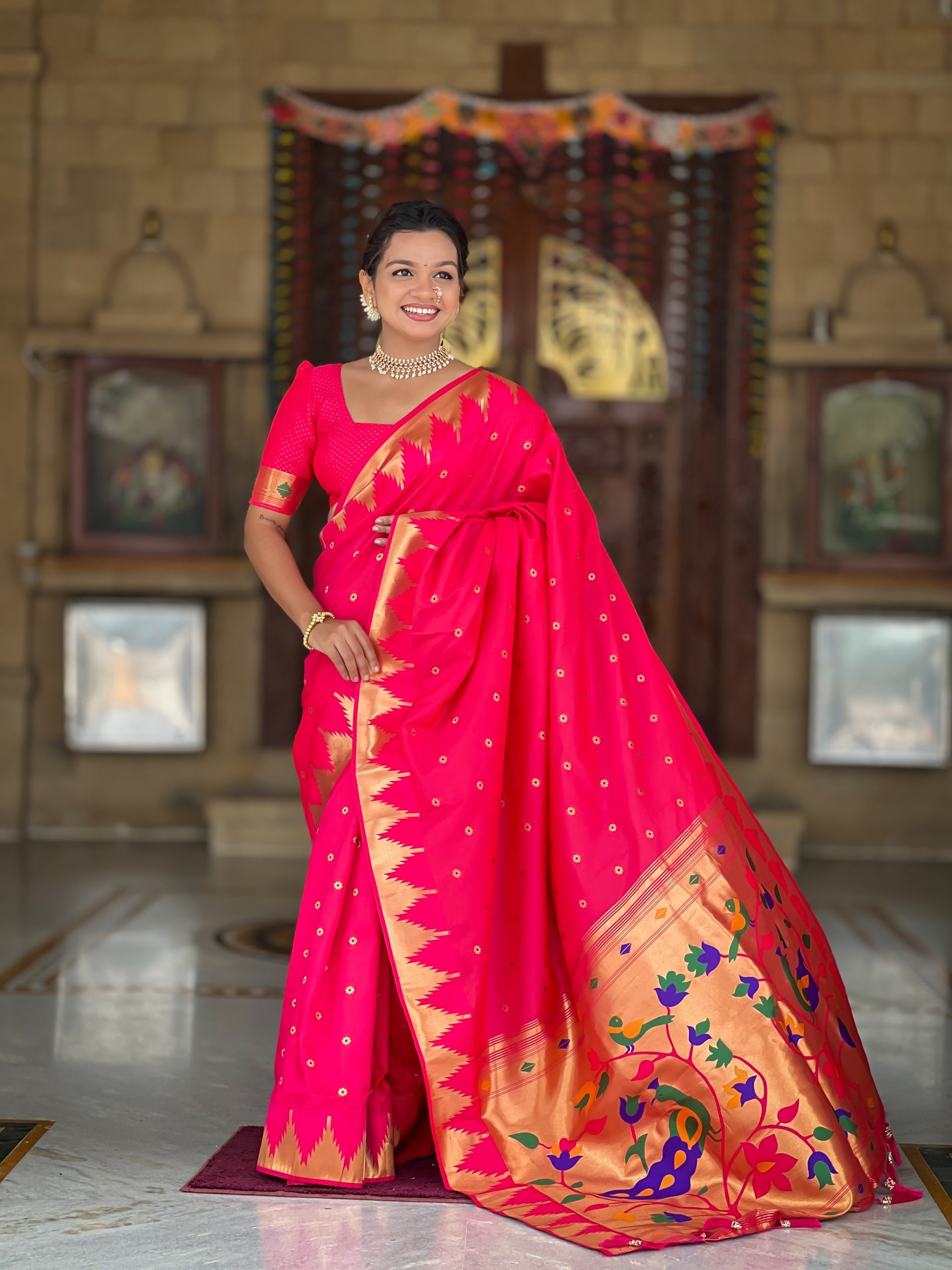 Elegant Paithani Saree with Rich Meenakari Pallu