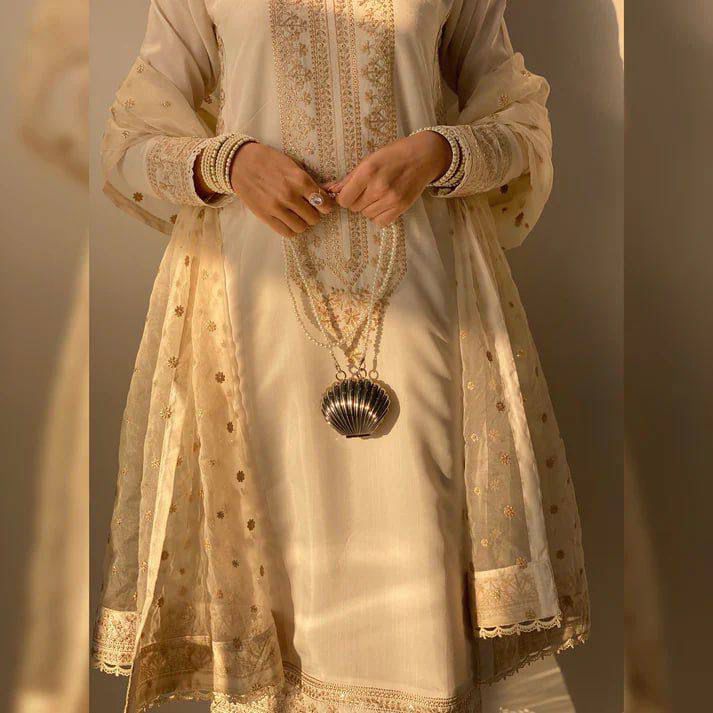 Elegant Sequin Work Roman Silk Suit – Her Highness Fashion