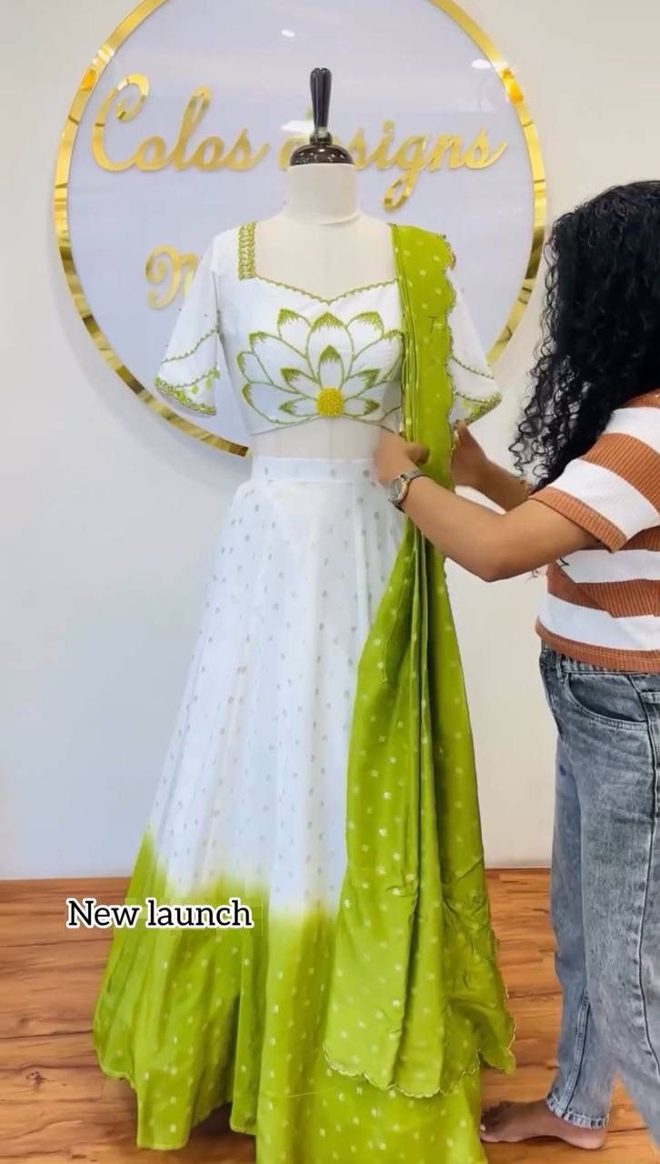 Chinon digital print lehenga choli with handwork blouse and 2.30 m dupatta