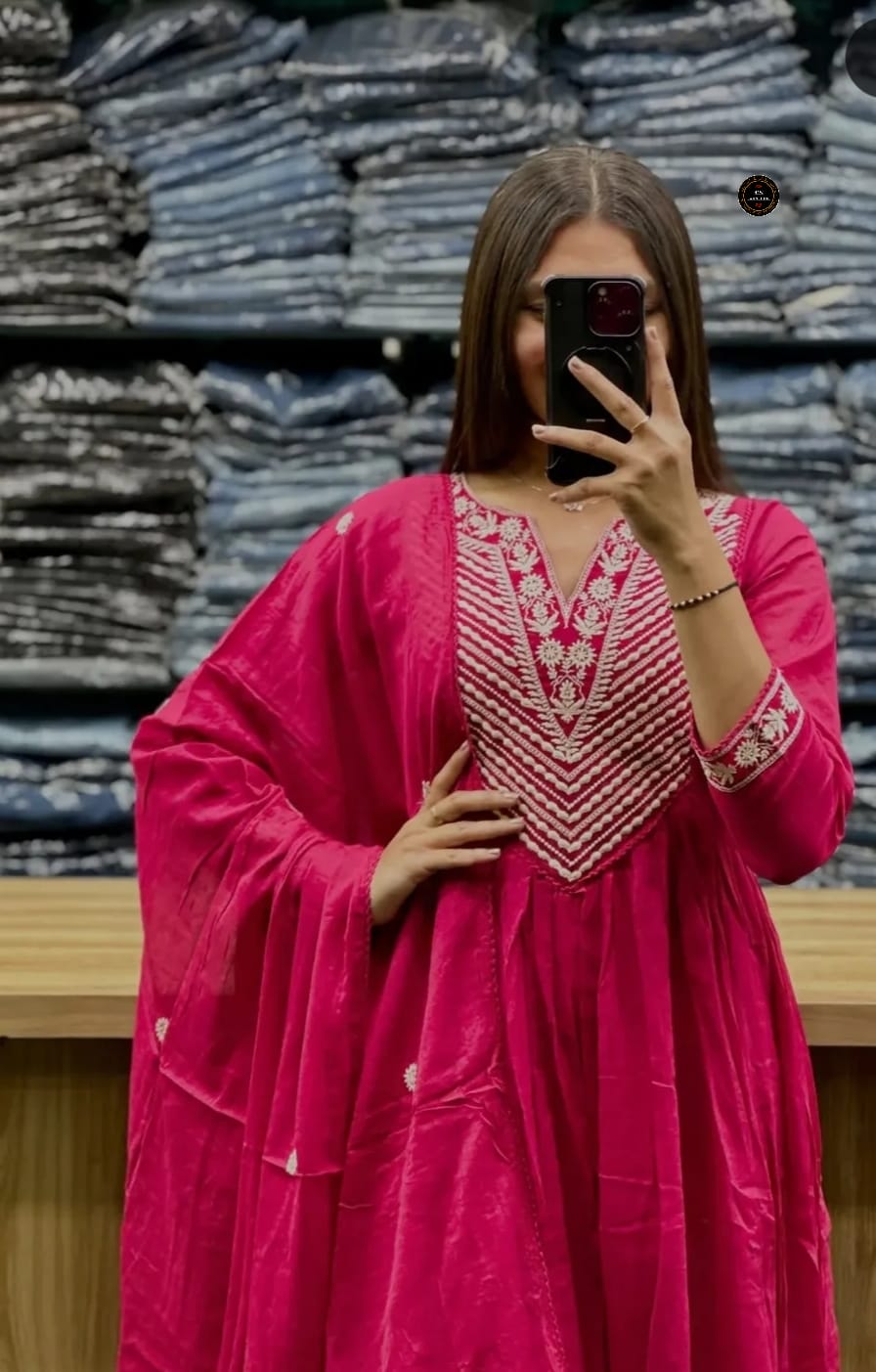 M to 3XL premium quality cotton embroidered suit set