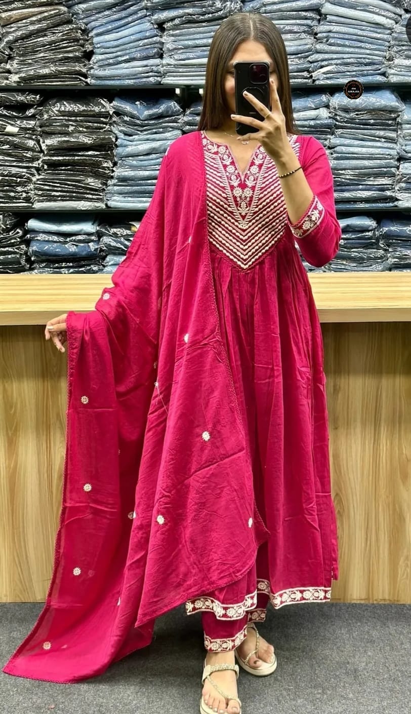 Designer cotton anarkali set – breathable ethnic wear for women