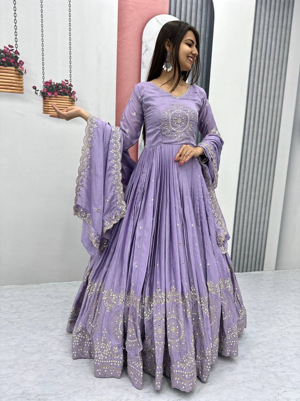 Elegant Fully Stitched Chinon Suit by Her Highness Fashion