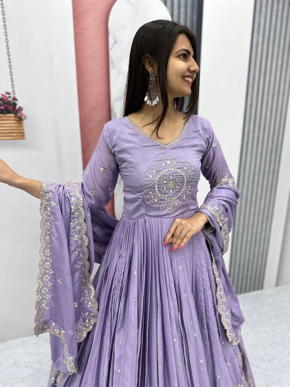 Elegant Fully Stitched Chinon Suit by Her Highness Fashion