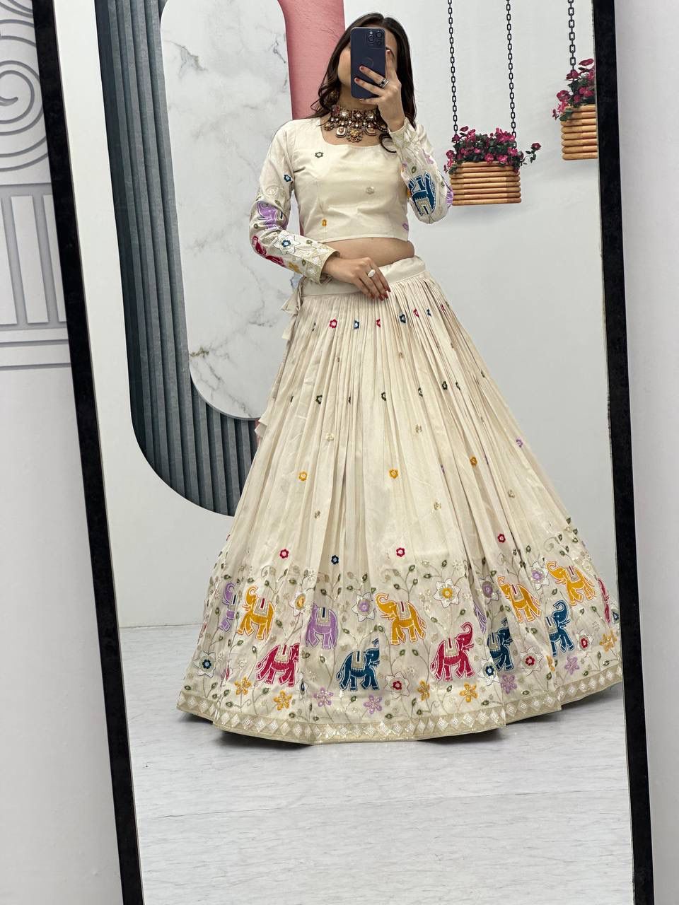 Designer Tissue Silk Lehenga Choli with Vichitra Silk Dupatta
