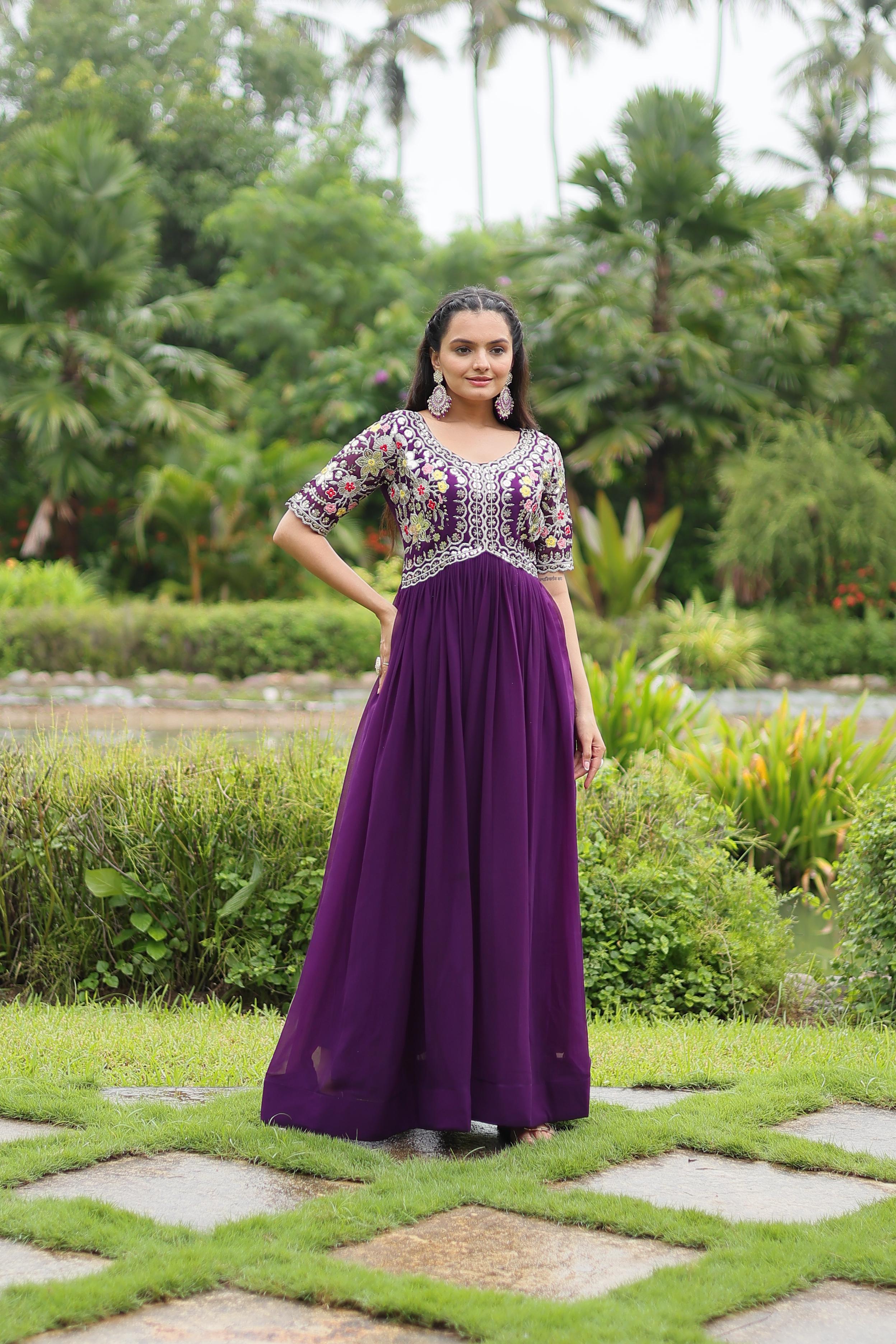 Faux Blooming Designer Gown with Zari and Sequins Work