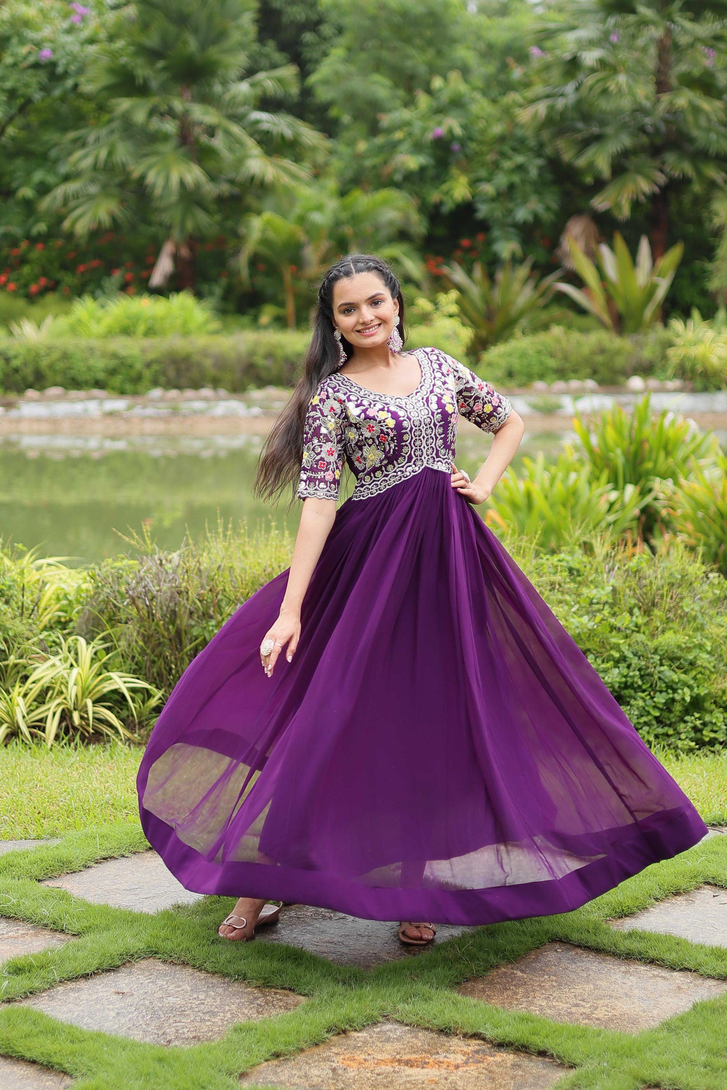 Faux Blooming Designer Gown with Zari and Sequins Work