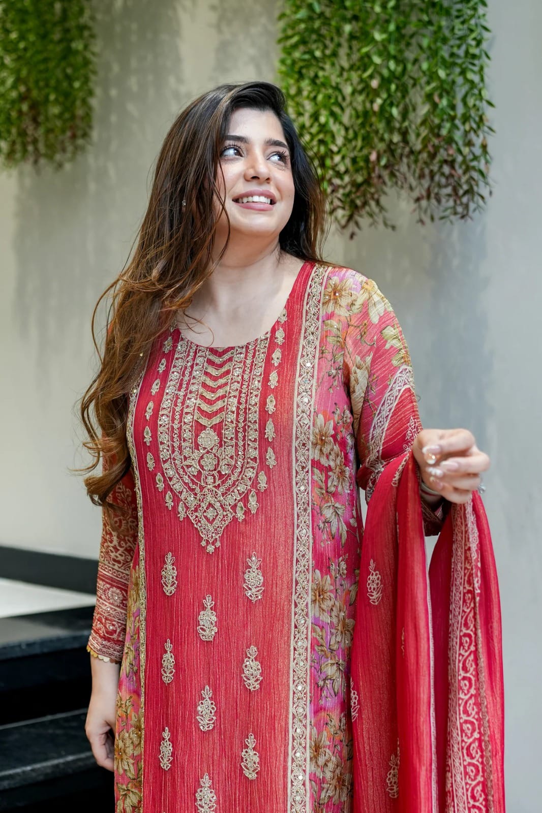 Premium Chinon Kurti Set with Embroidery and Hand Work