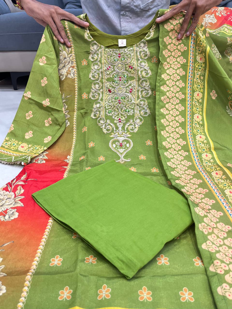 Embroidered Neck and Hand Work Detailing Close-Up