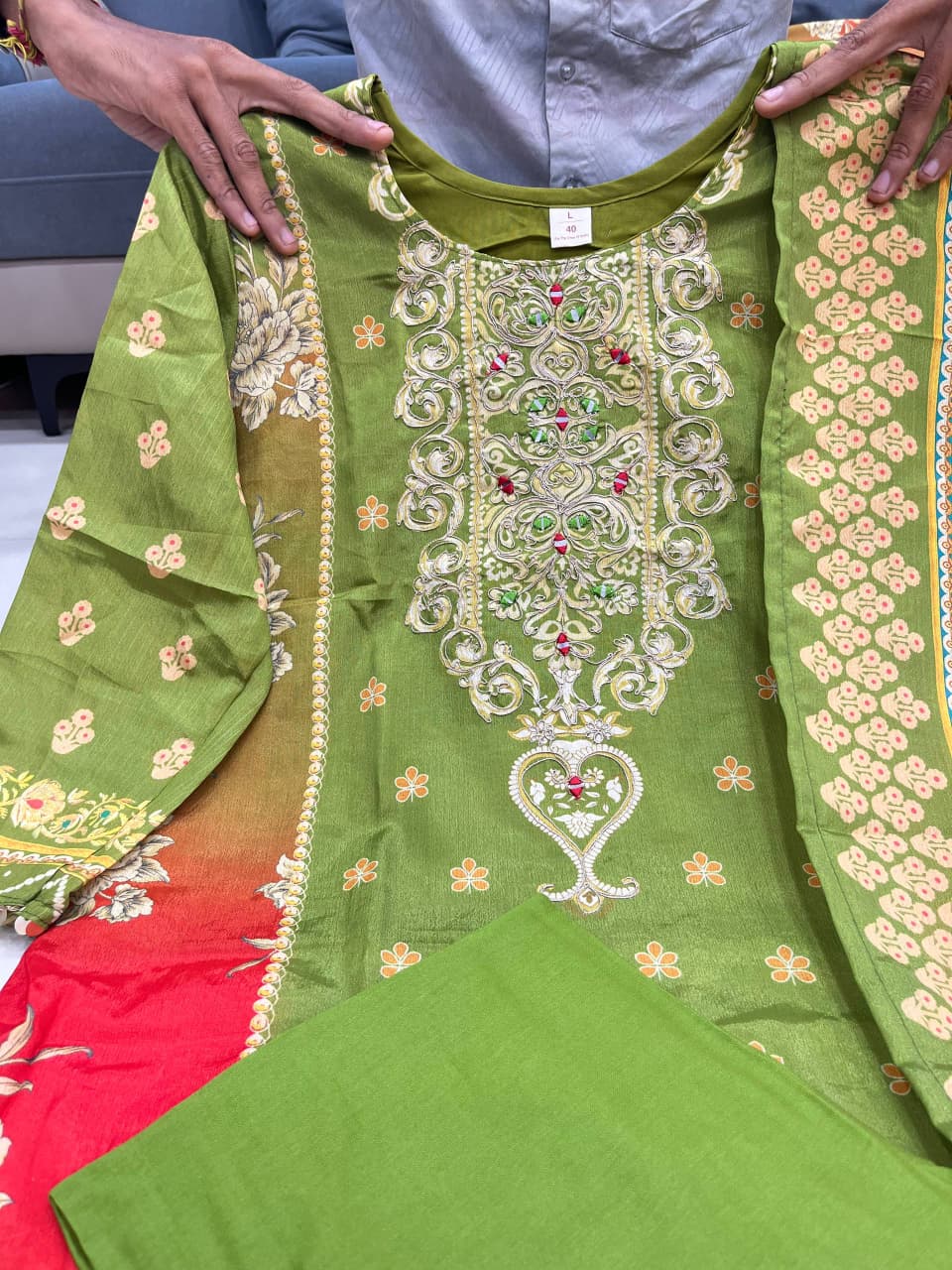 Embroidered Neck and Hand Work Detailing Close-Up