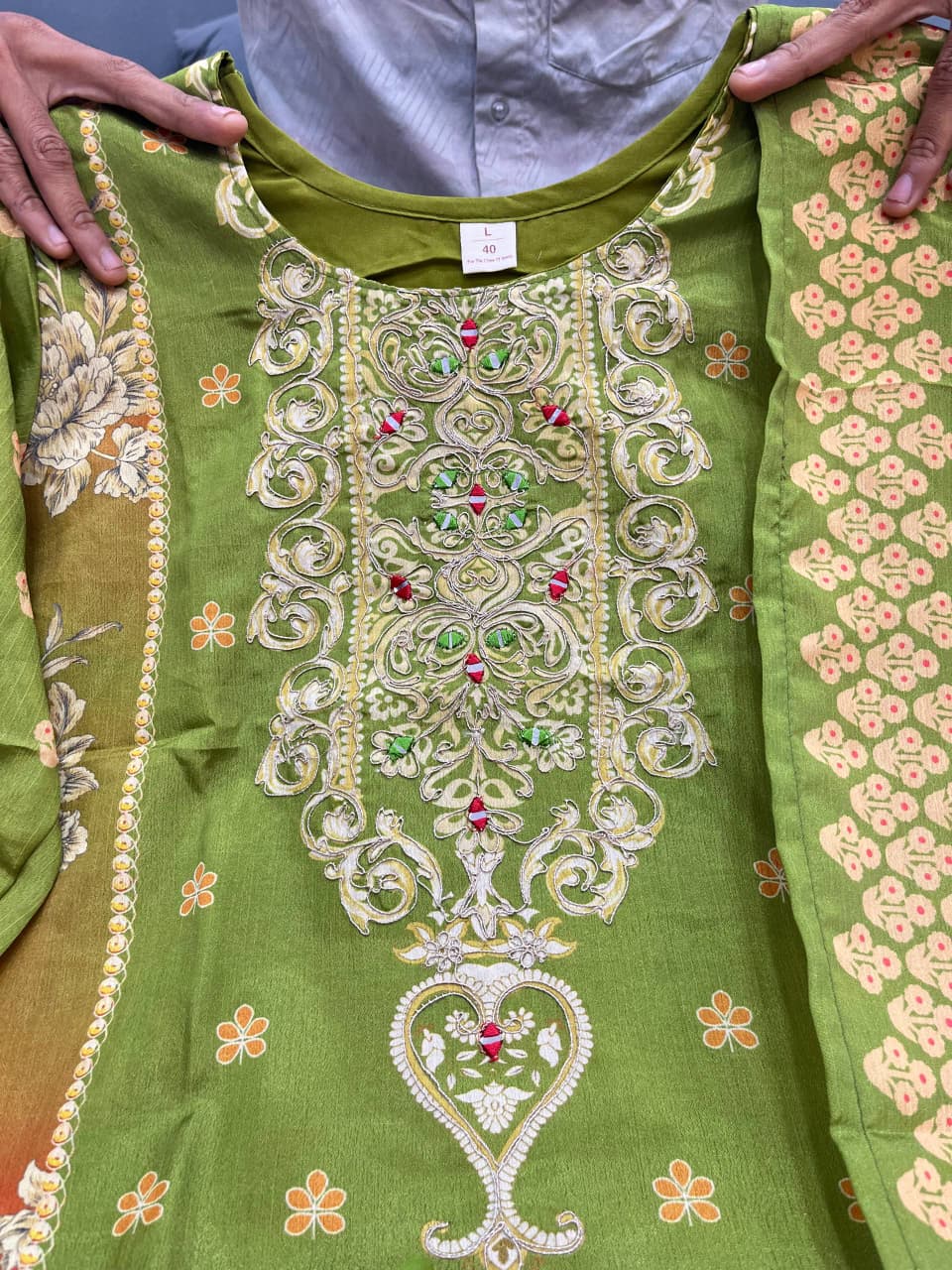Premium Chinon Embroidered Kurti Set