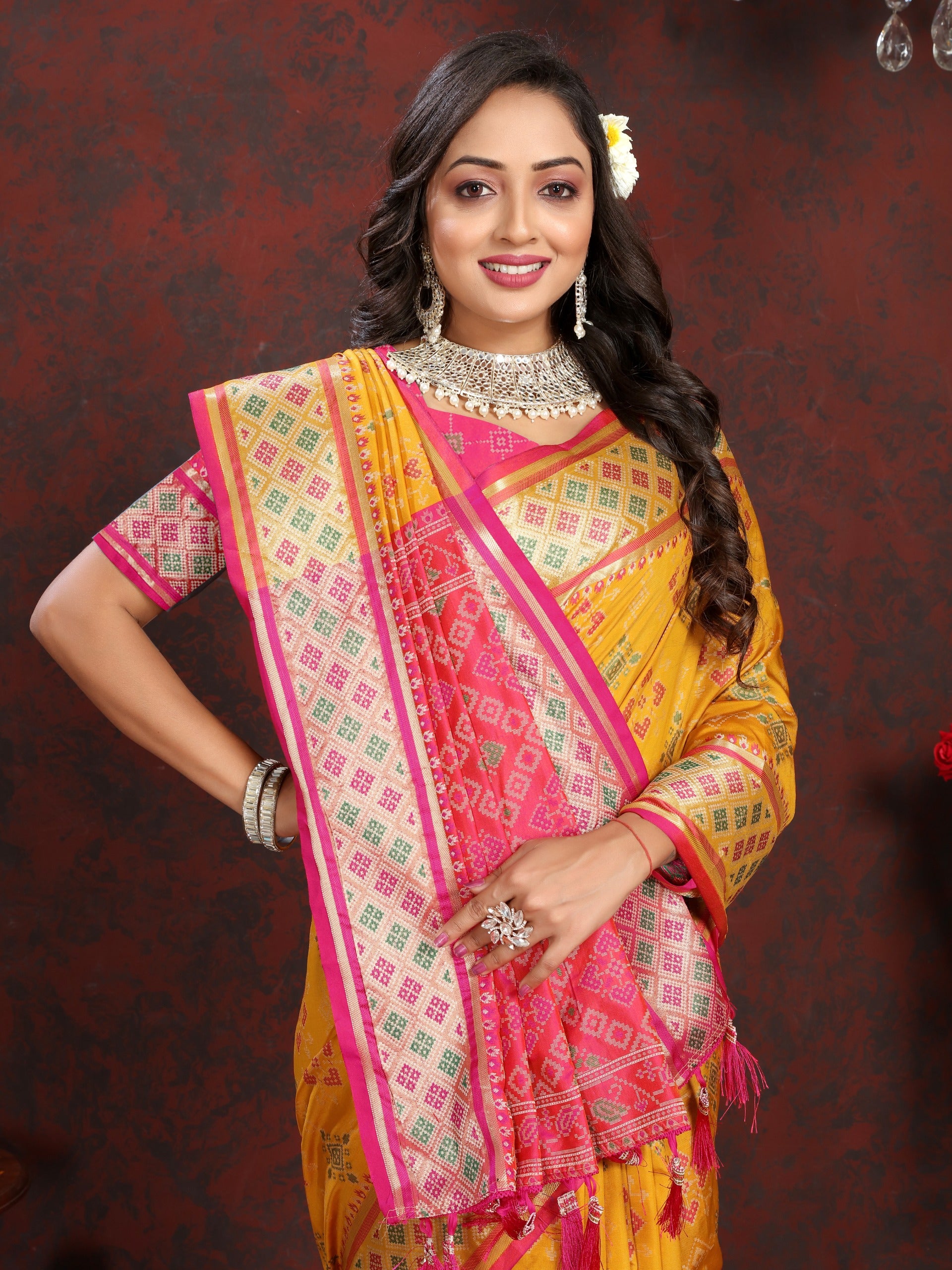 Soft Patola Silk Meenakari Weaving Saree