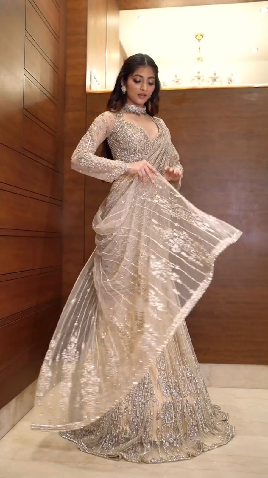 Ready-to-Wear Saree Drape – Model Wearing