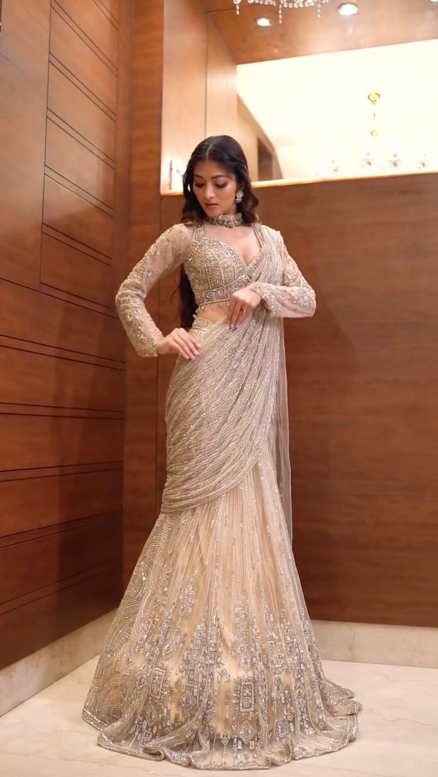Ready-to-Wear Saree Drape – Model Wearing