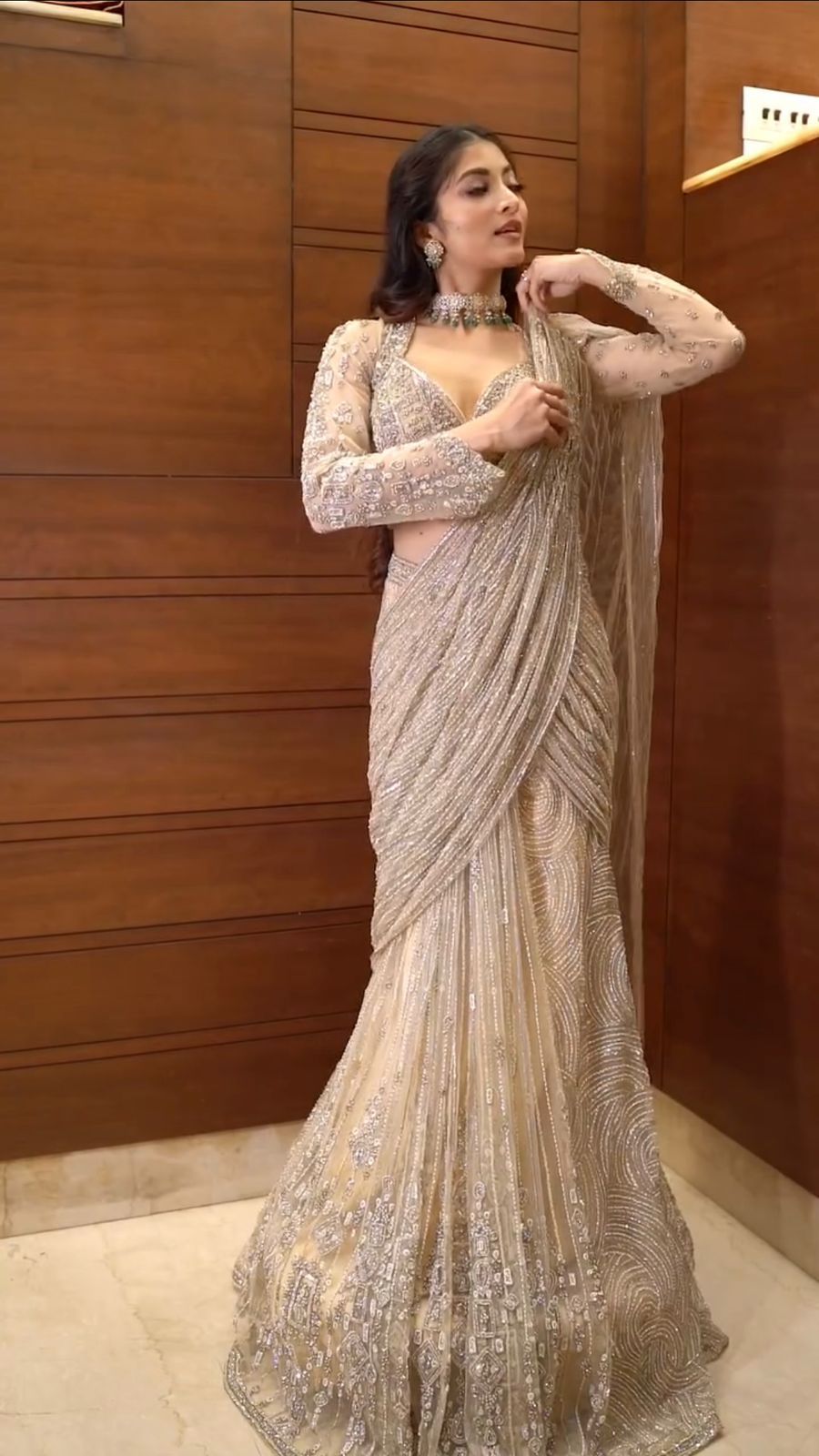 Ready-to-Wear Saree Drape – Model Wearing
