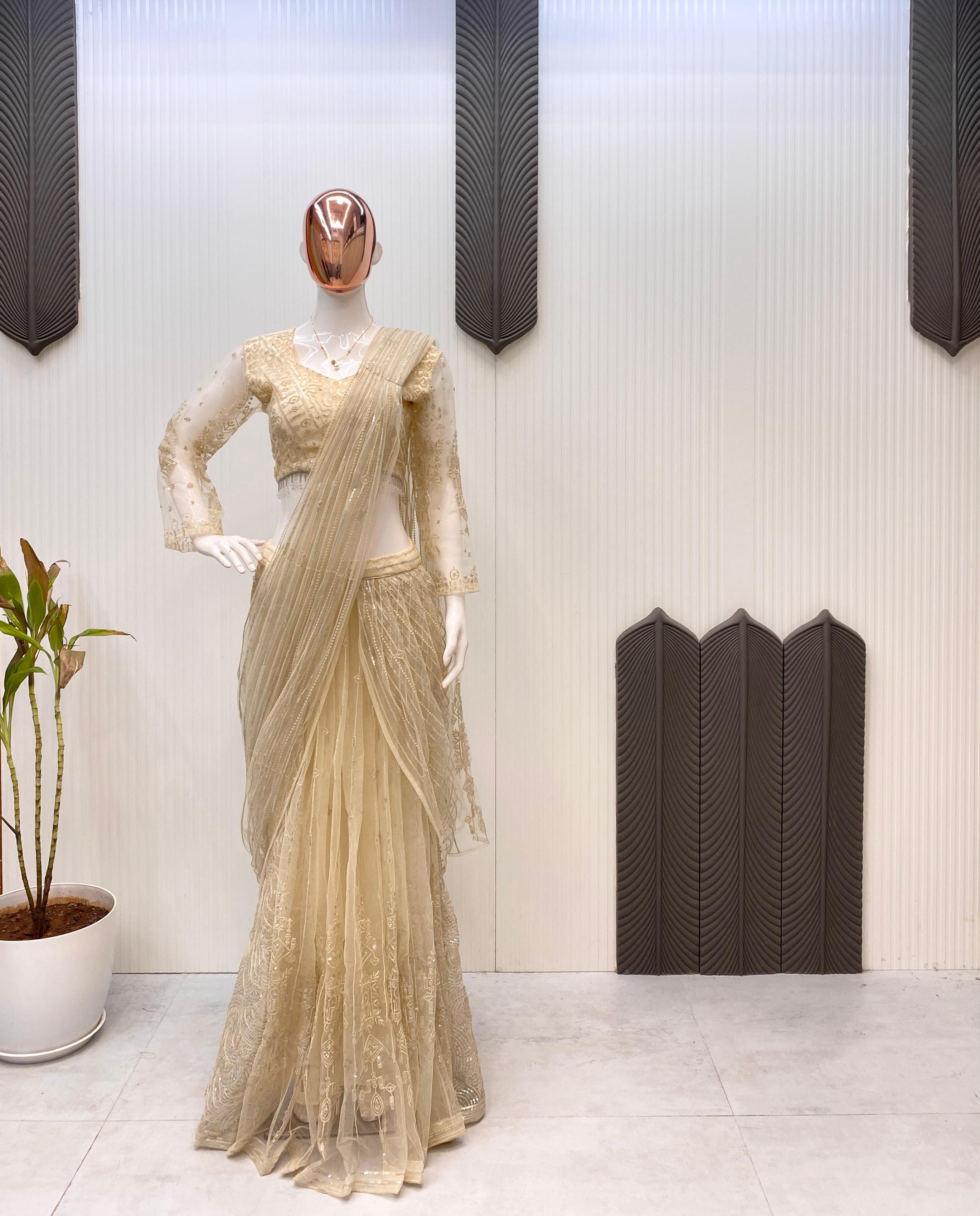 Ready-to-Wear Saree Drape – Model Wearing