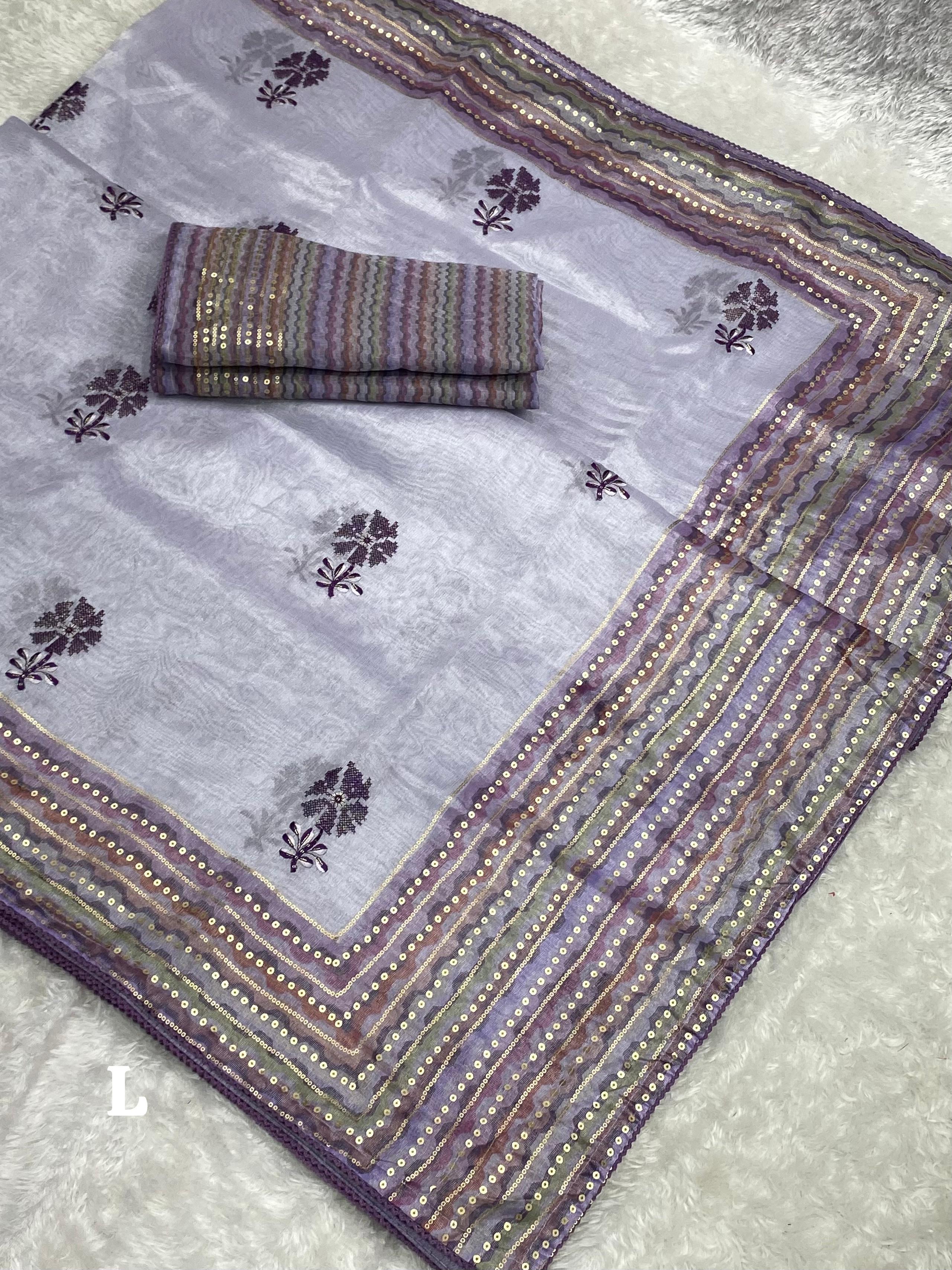 Tani Shani Silk Saree with Embroidery & GPO Lace Border