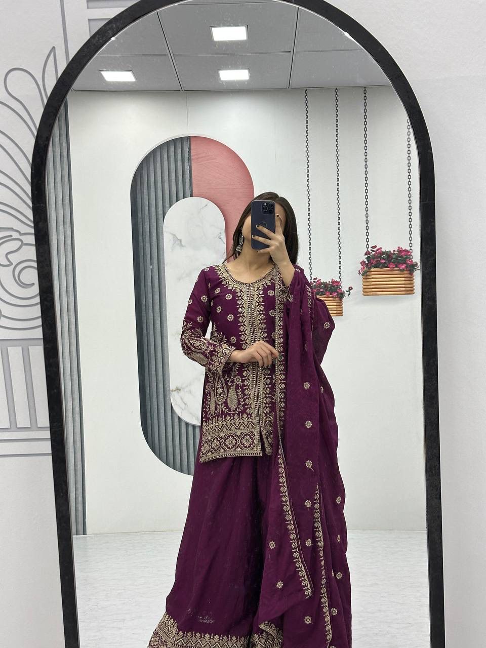 Elegant Thread Work Palazzo Set for Festive Wear