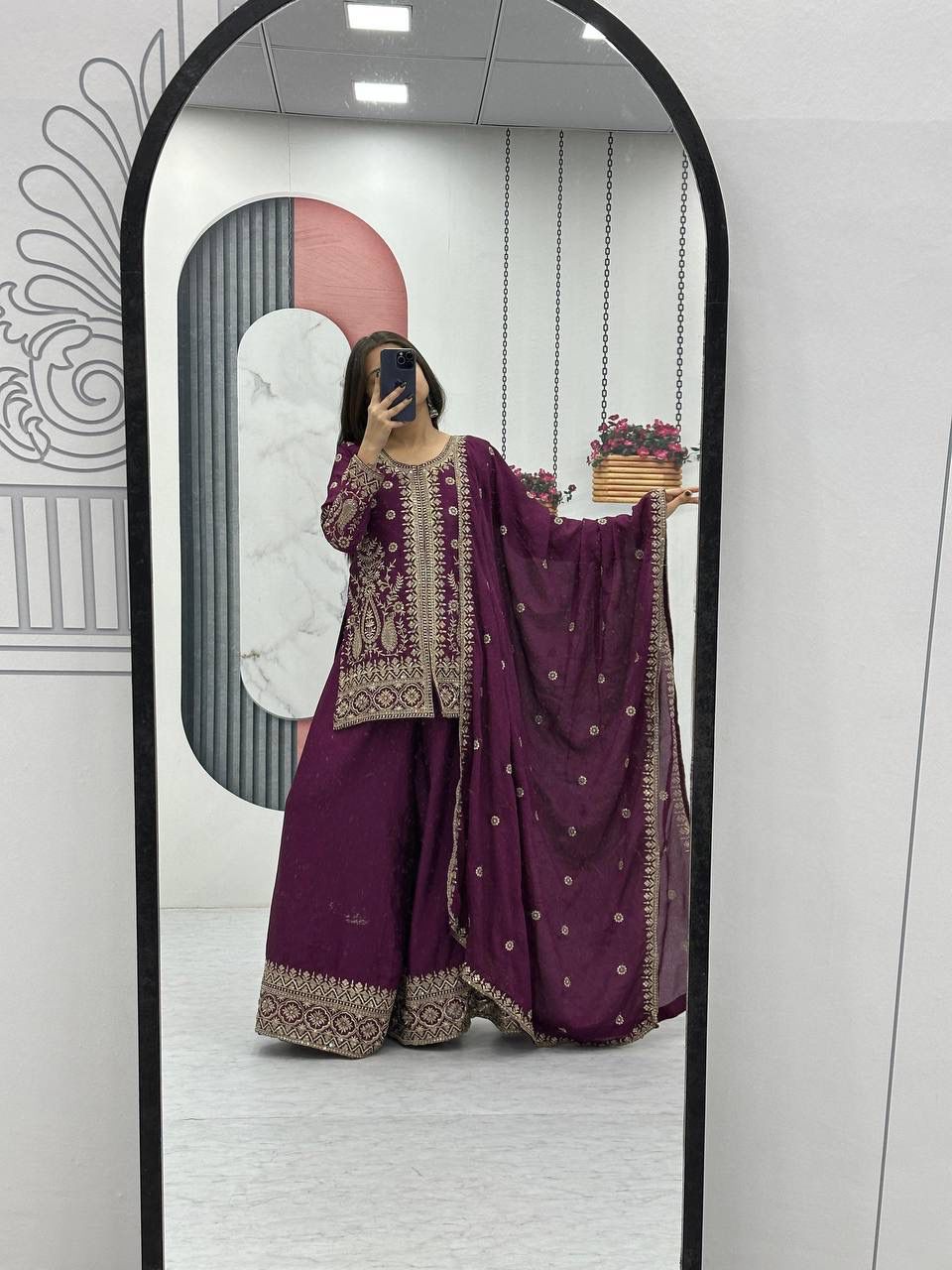 Elegant Thread Work Palazzo Set for Festive Wear
