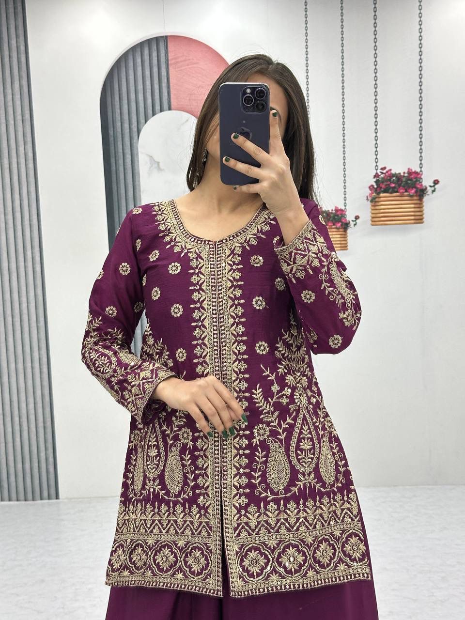 Elegant Thread Work Palazzo Set for Festive Wear
