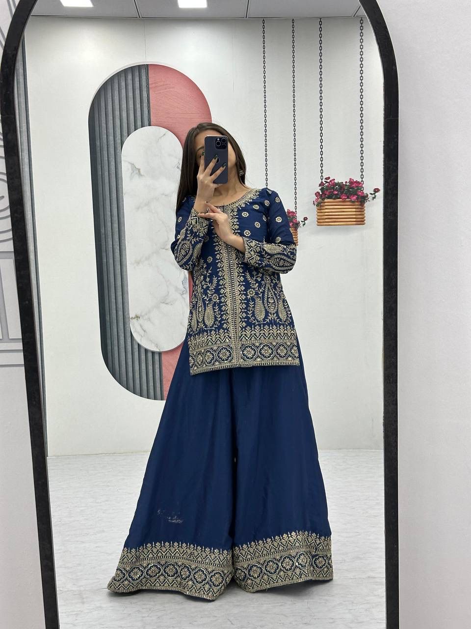 Elegant Thread Work Palazzo Set for Festive Wear