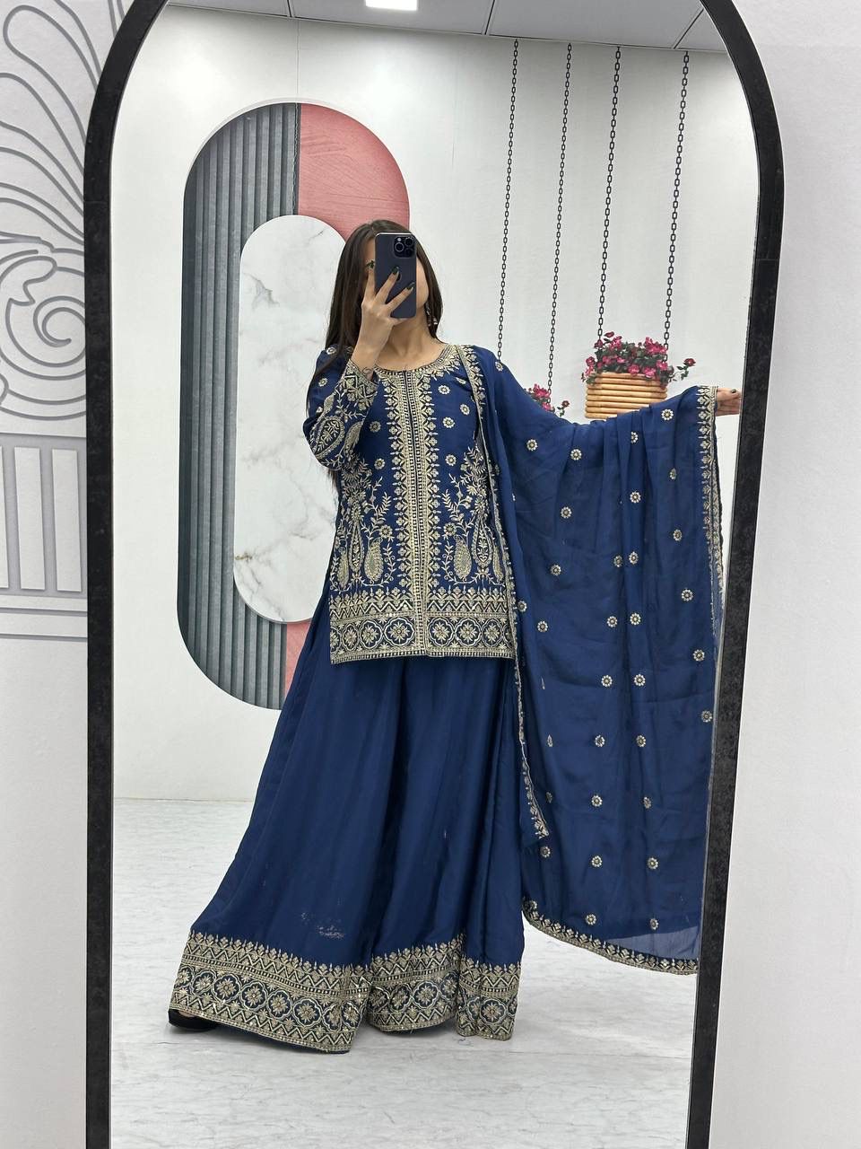 Elegant Thread Work Palazzo Set for Festive Wear