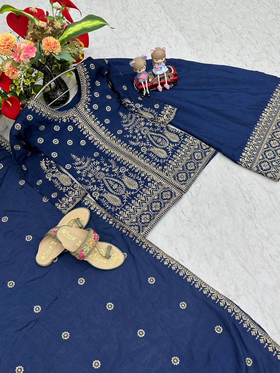 Elegant Thread Work Palazzo Set for Festive Wear