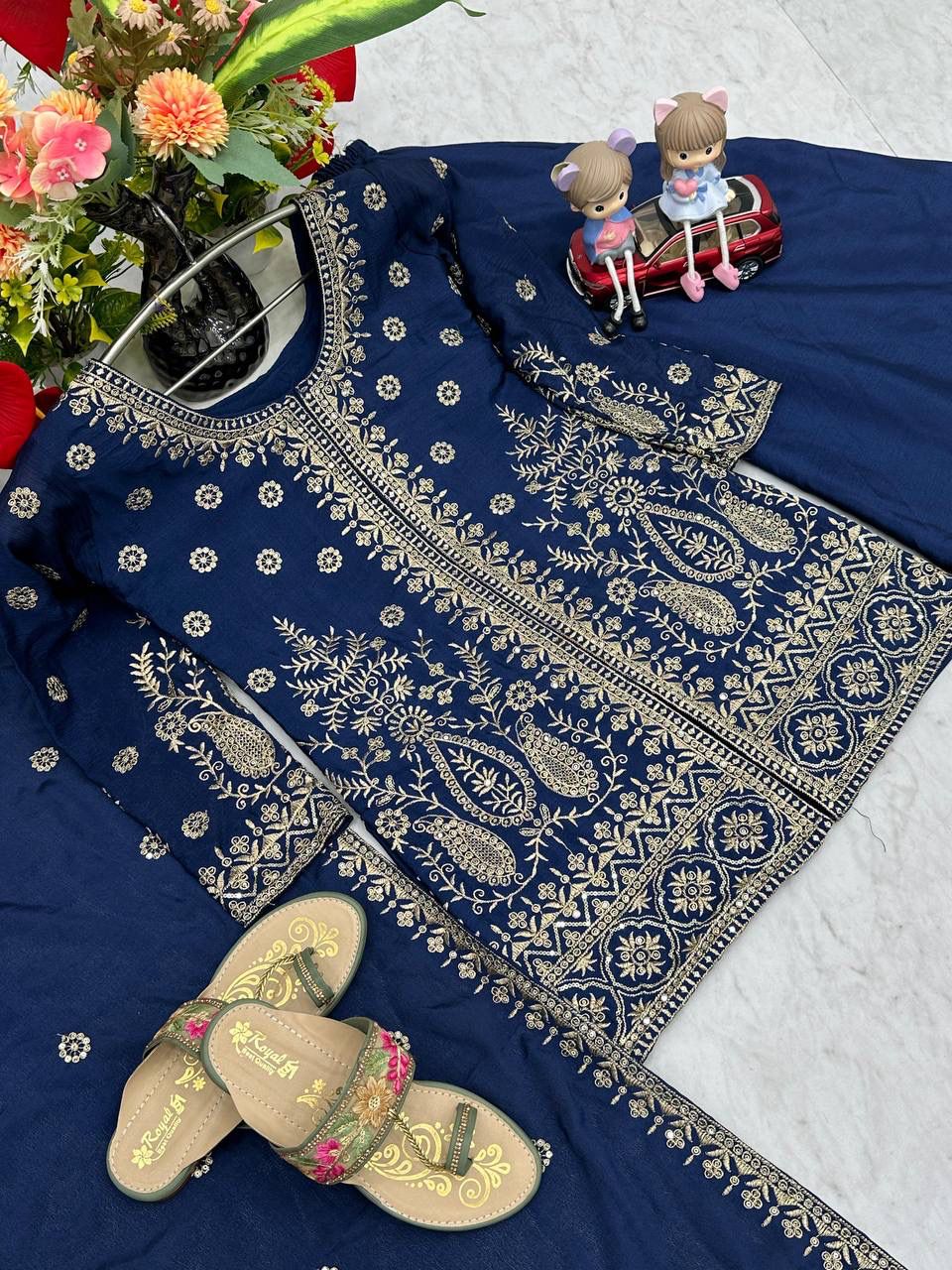 Elegant Thread Work Palazzo Set for Festive Wear